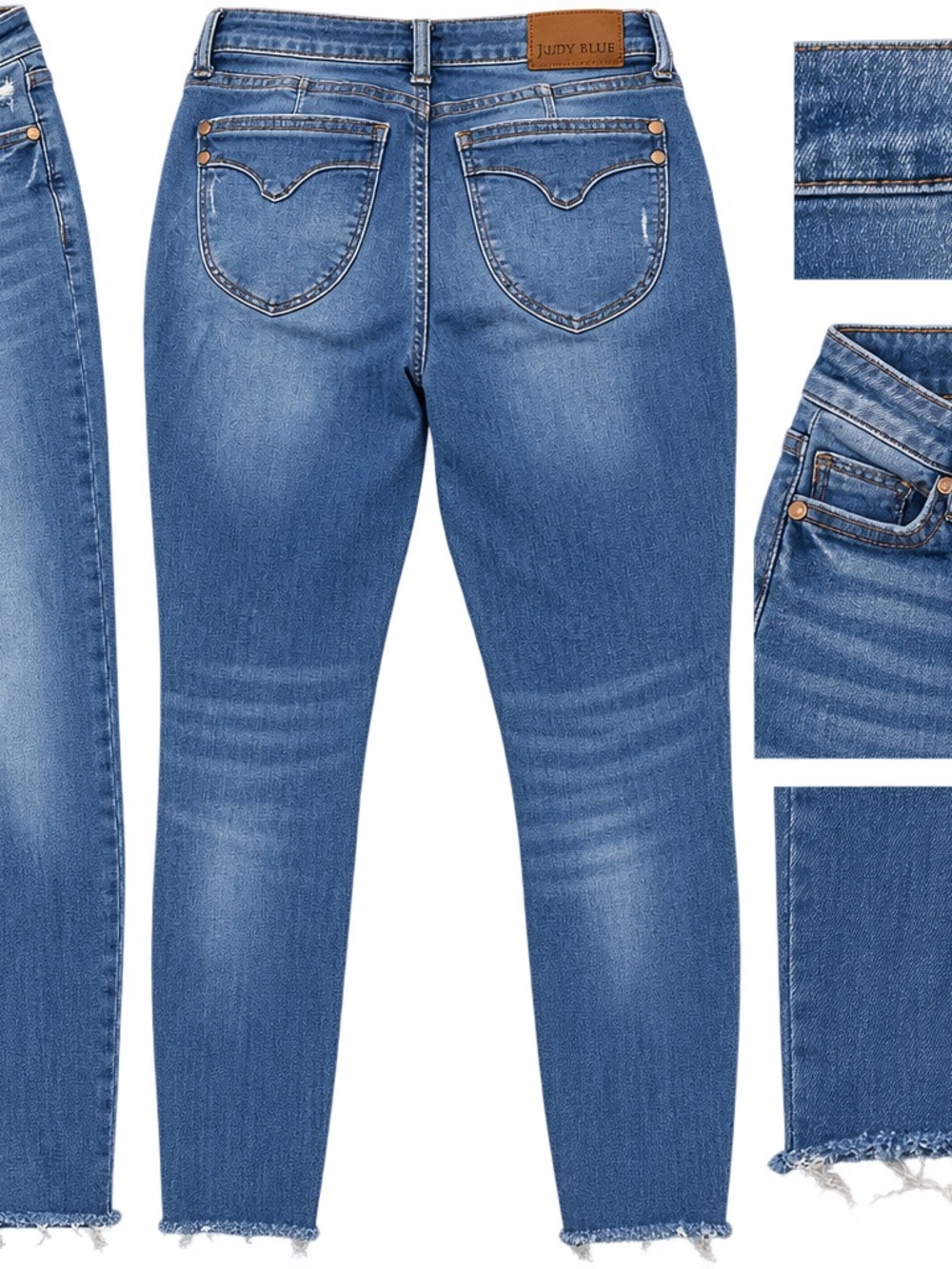 Judy Blue Medium Wash Ankle Fray Jeggings